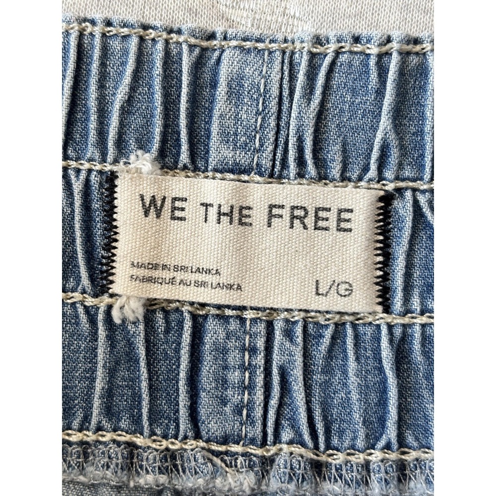 We The Free Jeans Womens Large Blue Light Wash Wide Leg Breezy Denim Pull On - Picture 7 of 12